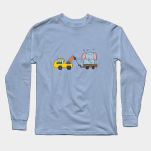 cute tow truck towing an elephant Long Sleeve T-Shirt